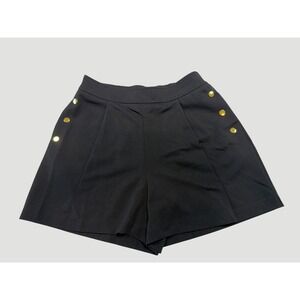 Ellen Tracy Womens SBlack Gold Button Sailor Shorts ETWS3045 Size S NWOT